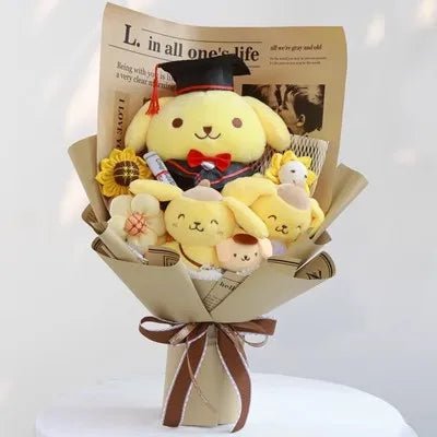 Pompom Purin Plush Bouquet Cinnamoroll Anime Cute Soft Stuffed Valentine's Day Xmas Graduation Birthday Gift - Lusy Store LLC