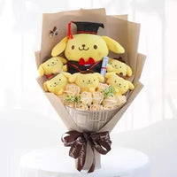 Pompom Purin Plush Bouquet Cinnamoroll Anime Cute Soft Stuffed Valentine's Day Xmas Graduation Birthday Gift - Lusy Store LLC