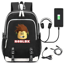 Roblox Backpack USB Charging Outdoor Travel Bag Boys Girls Anime Kawaii School Bag - Lusy Store LLC