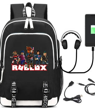 Roblox Backpack USB Charging Outdoor Travel Bag Boys Girls Anime Kawaii School Bag - Lusy Store LLC