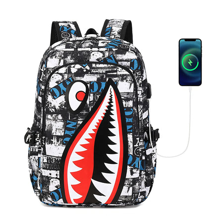 Shark Backpack Camo Bookbag Travel Backpack for Boys Kids - Lusy Store LLC