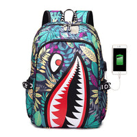 Shark Backpack Camo Bookbag Travel Backpack for Boys Kids - Lusy Store LLC