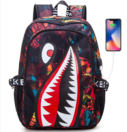 Shark Backpack Camo Bookbag Travel Backpack for Boys Kids - Lusy Store LLC