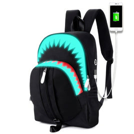 Shark Backpack USB Charging Night Luminous Fashion Laptop Teenagers School Bags - Lusy Store LLC