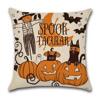 Spooky Halloween Cartoon Linen Throw Pillowcase - Lusy Store LLC