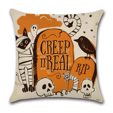 Spooky Halloween Cartoon Linen Throw Pillowcase - Lusy Store LLC