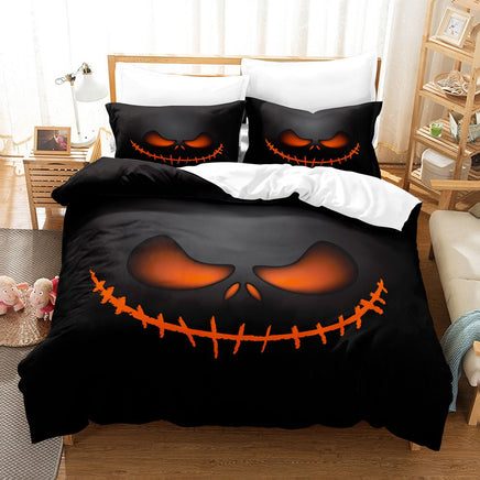 Spooky Halloween Series Bed Sheet Set - Complete Three - piece Holiday Bedding Set - Lusy Store LLC