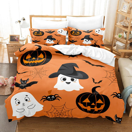 Spooky Halloween Series Bed Sheet Set - Complete Three - piece Holiday Bedding Set - Lusy Store LLC