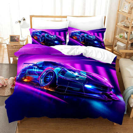 Sports Car Duvet Cover Set Luxury High Quality Bedding Double Queen King Bedclothes Boys Home Textile - Lusy Store LLC