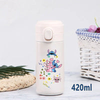 Stitch 420ml Thermal Cup Sports Water Bottle Kids Portable Large Capacity Outdoor Stainless Steel - Lusy Store LLC