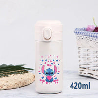 Stitch 420ml Thermal Cup Sports Water Bottle Kids Portable Large Capacity Outdoor Stainless Steel - Lusy Store LLC