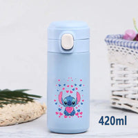 Stitch 420ml Thermal Cup Sports Water Bottle Kids Portable Large Capacity Outdoor Stainless Steel - Lusy Store LLC