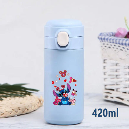 Stitch 420ml Thermal Cup Sports Water Bottle Kids Portable Large Capacity Outdoor Stainless Steel - Lusy Store LLC