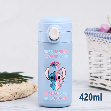 Stitch 420ml Thermal Cup Sports Water Bottle Kids Portable Large Capacity Outdoor Stainless Steel - Lusy Store LLC