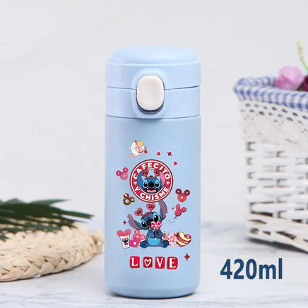 Stitch 420ml Thermal Cup Sports Water Bottle Kids Portable Large Capacity Outdoor Stainless Steel - Lusy Store LLC