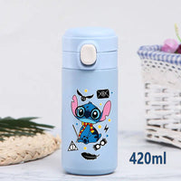 Stitch 420ml Thermal Cup Sports Water Bottle Kids Portable Large Capacity Outdoor Stainless Steel - Lusy Store LLC