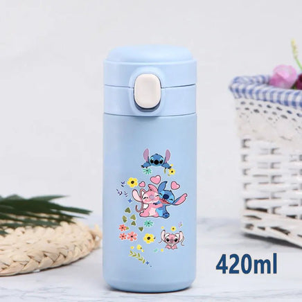 Stitch 420ml Thermal Cup Sports Water Bottle Kids Portable Large Capacity Outdoor Stainless Steel - Lusy Store LLC