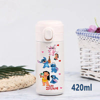 Stitch 420ml Thermal Cup Sports Water Bottle Kids Portable Large Capacity Outdoor Stainless Steel - Lusy Store LLC