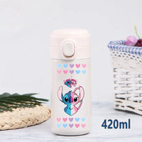 Stitch 420ml Thermal Cup Sports Water Bottle Kids Portable Large Capacity Outdoor Stainless Steel - Lusy Store LLC