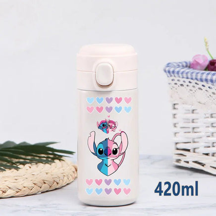 Stitch 420ml Thermal Cup Sports Water Bottle Kids Portable Large Capacity Outdoor Stainless Steel - Lusy Store LLC