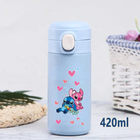 Stitch 420ml Thermal Cup Sports Water Bottle Kids Portable Large Capacity Outdoor Stainless Steel - Lusy Store LLC