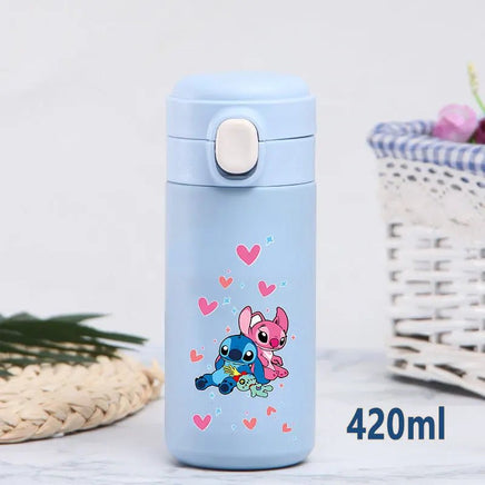 Stitch 420ml Thermal Cup Sports Water Bottle Kids Portable Large Capacity Outdoor Stainless Steel - Lusy Store LLC