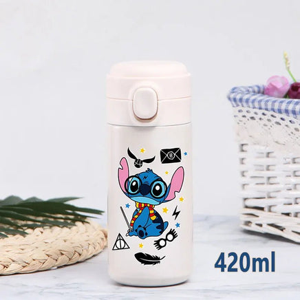 Stitch 420ml Thermal Cup Sports Water Bottle Kids Portable Large Capacity Outdoor Stainless Steel - Lusy Store LLC