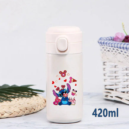 Stitch 420ml Thermal Cup Sports Water Bottle Kids Portable Large Capacity Outdoor Stainless Steel - Lusy Store LLC