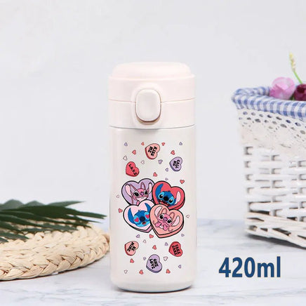 Stitch 420ml Thermal Cup Sports Water Bottle Kids Portable Large Capacity Outdoor Stainless Steel - Lusy Store LLC