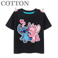 Stitch Anime Summer Cotton Kids T - shirt - Casual Short Sleeve, Round Neck - Lusy Store LLC