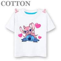 Stitch Anime Summer Cotton Kids T - shirt - Casual Short Sleeve, Round Neck - Lusy Store LLC