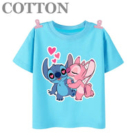 Stitch Anime Summer Cotton Kids T - shirt - Casual Short Sleeve, Round Neck - Lusy Store LLC