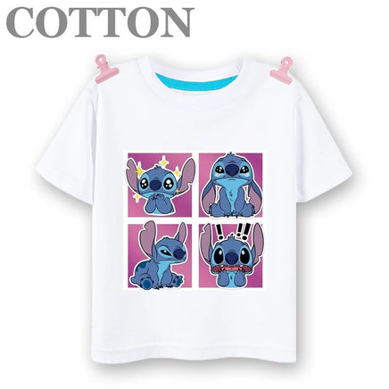 Stitch Anime Summer Cotton Kids T - shirt - Casual Short Sleeve, Round Neck - Lusy Store LLC