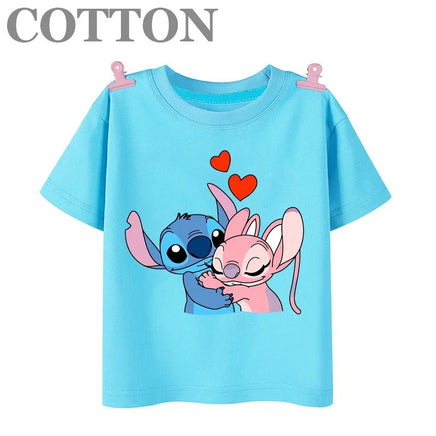 Stitch Anime Summer Cotton Kids T - shirt - Casual Short Sleeve, Round Neck - Lusy Store LLC