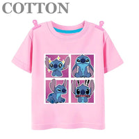 Stitch Anime Summer Cotton Kids T - shirt - Casual Short Sleeve, Round Neck - Lusy Store LLC