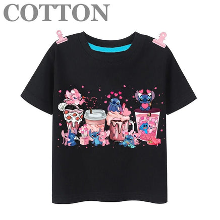 Stitch Anime Summer Cotton Kids T - shirt - Casual Short Sleeve, Round Neck - Lusy Store LLC