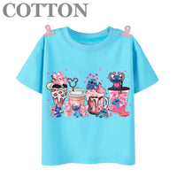 Stitch Anime Summer Cotton Kids T - shirt - Casual Short Sleeve, Round Neck - Lusy Store LLC