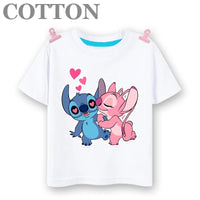 Stitch Anime Summer Cotton Kids T - shirt - Casual Short Sleeve, Round Neck - Lusy Store LLC