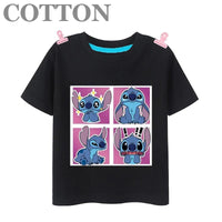 Stitch Anime Summer Cotton Kids T - shirt - Casual Short Sleeve, Round Neck - Lusy Store LLC