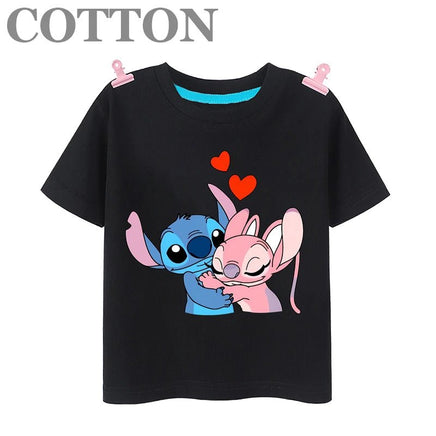 Stitch Anime Summer Cotton Kids T - shirt - Casual Short Sleeve, Round Neck - Lusy Store LLC