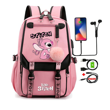 Stitch Backpack Cartoon Student Teenagers Bookbag Boy Girl Travel School - Lusy Store LLC