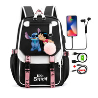 Stitch Backpack Cartoon Student Teenagers Bookbag Boy Girl Travel School - Lusy Store LLC