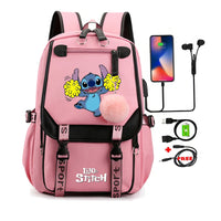 Stitch Backpack Cartoon Student Teenagers Bookbag Boy Girl Travel School - Lusy Store LLC