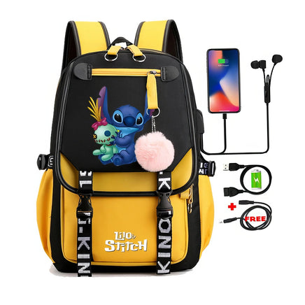 Stitch Backpack Cartoon Student Teenagers Bookbag Boy Girl Travel School - Lusy Store LLC