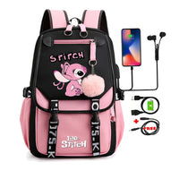 Stitch Backpack Cartoon Student Teenagers Bookbag Boy Girl Travel School - Lusy Store LLC