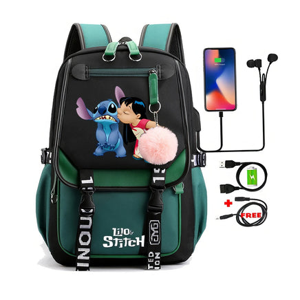 Stitch Backpack Cartoon Student Teenagers Bookbag Boy Girl Travel School - Lusy Store LLC