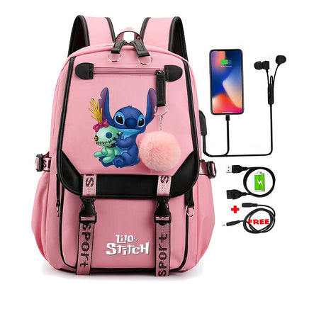 Stitch Backpack Cartoon Student Teenagers Bookbag Boy Girl Travel School - Lusy Store LLC