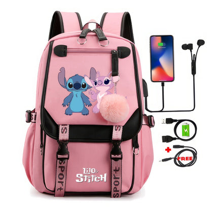 Stitch Backpack Cartoon Student Teenagers Bookbag Boy Girl Travel School - Lusy Store LLC