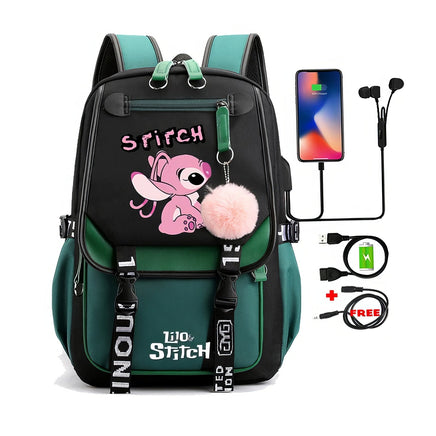 Stitch Backpack Cartoon Student Teenagers Bookbag Boy Girl Travel School - Lusy Store LLC