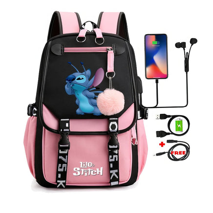 Stitch Backpack Cartoon Student Teenagers Bookbag Boy Girl Travel School - Lusy Store LLC